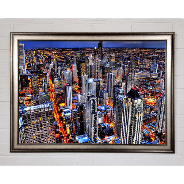 Ebern Designs Chicago Illinois Night Lights Einzelne Bilderrahmen